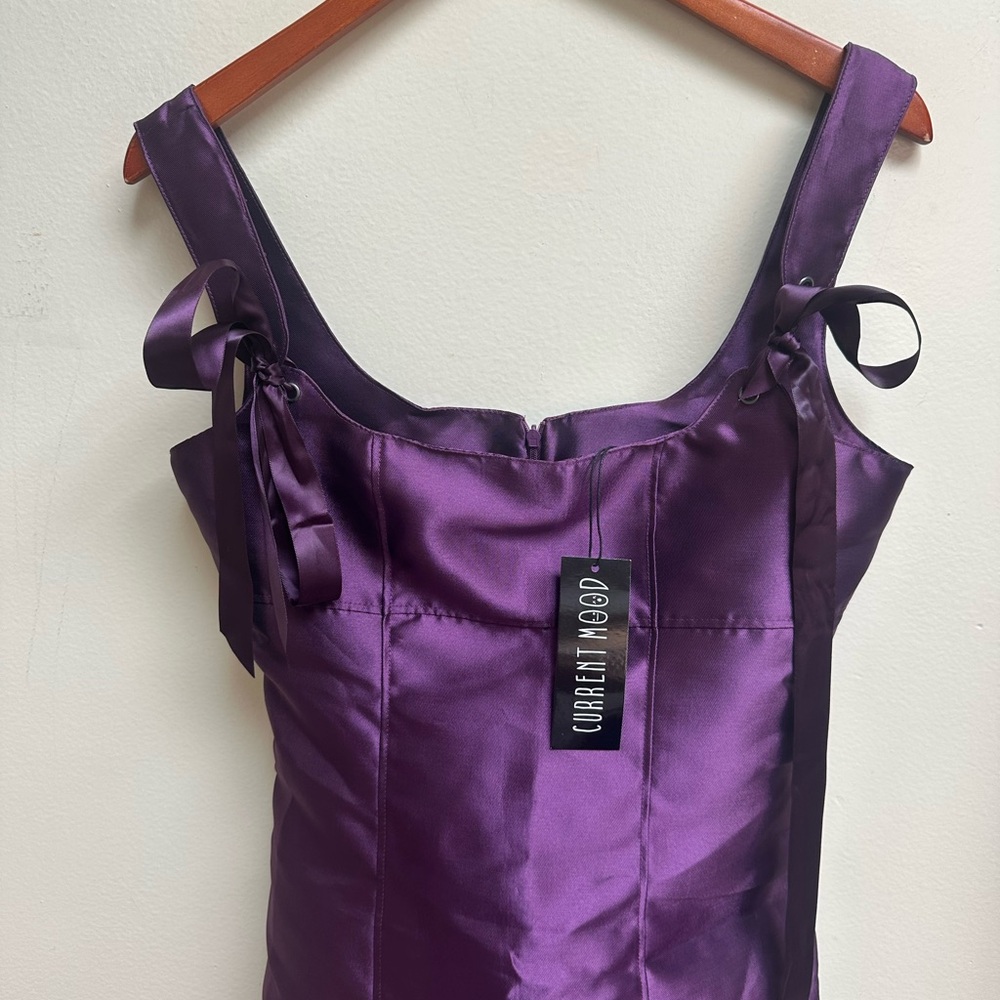 NWT Current Mood Rich Purple Satin Dress - Picture 3 of 5